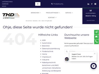 Website von TKD KABEL GmbH