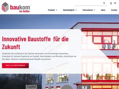 Website von BauKom Bauprodukte GmbH