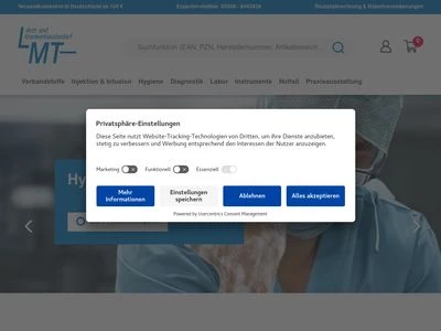 Website von LMT - Arzt- und Krankenhausbedarf GmbH & Co. KG