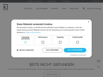 Website von REISS Büromöbel GmbH