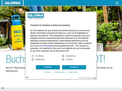 Website von GLORIA Haus- und Gartengeräte GmbH