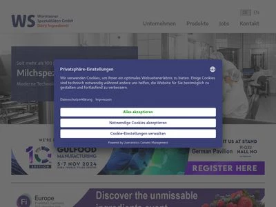 Website von WS Warmsener Spezialitäten GmbH