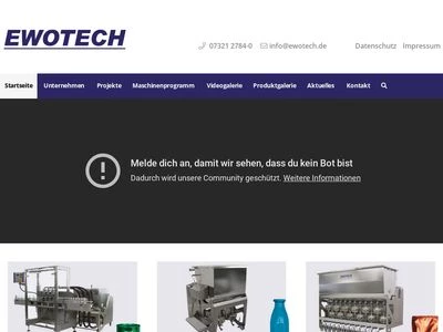 Website von EWOTECH Verpackungs- und Fülltechnik GmbH