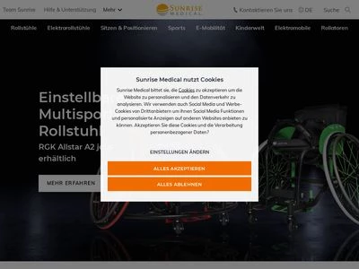 Website von Sunrise Medical GmbH