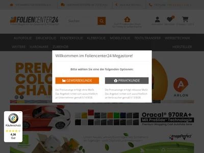 Website von Foliencenter24 e-Commerce GmbH