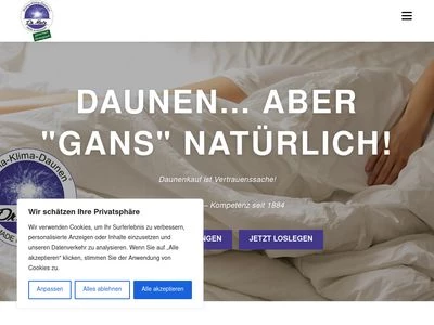 Website von Treude & Metz GmbH & Co. KG Daunen- & Bettfedernfabrik