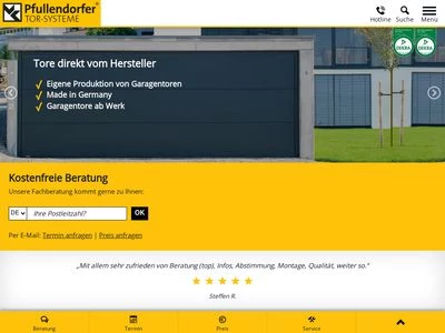 Website von Pfullendorfer Tor-Systeme GmbH & Co. KG