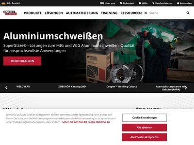 Website von Lincoln Electric Deutschland GmbH