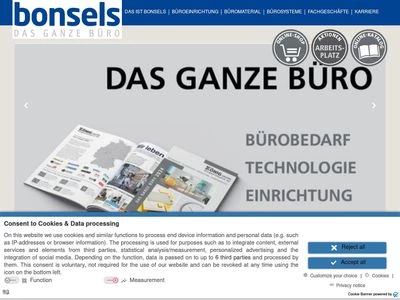 Website von Bonsels Bürotechnik GmbH