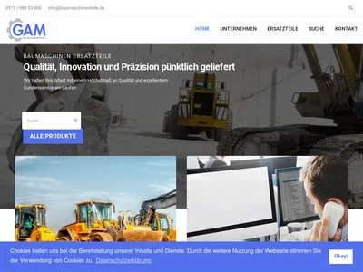 Website von GAM Baumaschinenteile GmbH