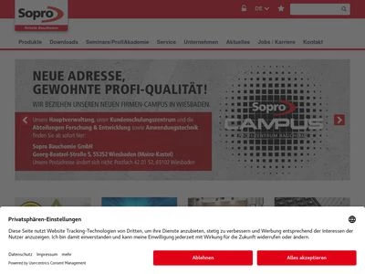 Website von Sopro Bauchemie GmbH