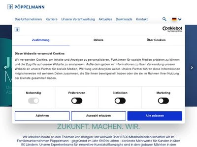 Website von Pöppelmann GmbH & Co. KG Kunststoffwerk – Werkzeugbau