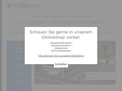 Website von Hormuth GmbH Technischer Industriebedarf