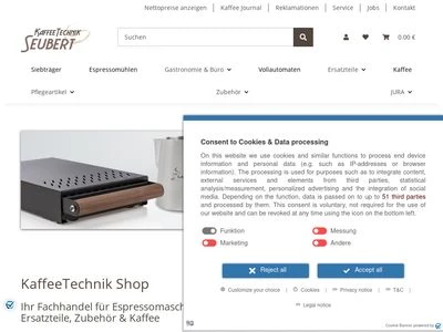 Website von KaffeeTechnik Seubert GmbH