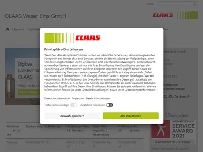 Website von CLAAS Weser Ems GmbH