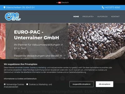 Website von EURO-pac Unterrainer GmbH