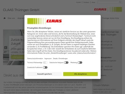 Website von CLAAS Thüringen GmbH