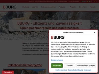 Website von BBURG International GmbH & Co. KG