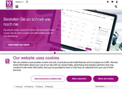 Website von VACOM Vakuum Komponenten & Messtechnik GmbH