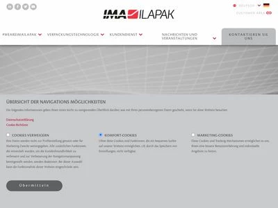 Website von Ilapak Verpackungsmaschinen GmbH