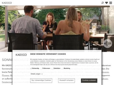 Website von KADECO Sonnenschutzsysteme GmbH