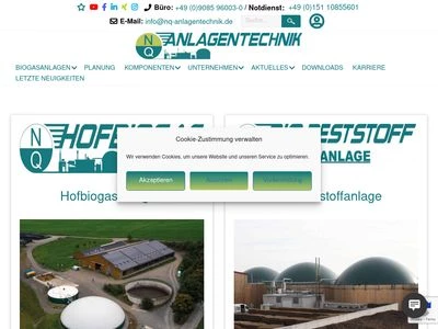 Website von NQ-Anlagentechnik GmbH