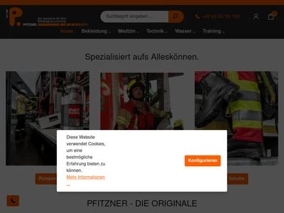 Website von PFITZNER Rettungsausrüstung GmbH