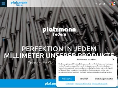 Website von platzmann federn gmbh & co. kg