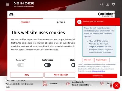 Website von Binder GmbH