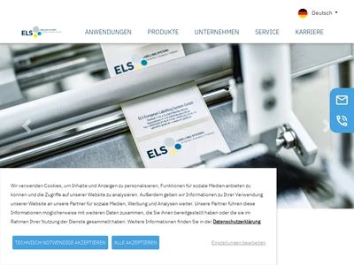 Website von ELS - European Labelling System GmbH & Co. KG