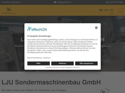 Website von LJU Sondermaschinenbau GmbH