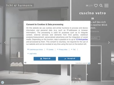 Website von licht & harmonie Glastüren GmbH