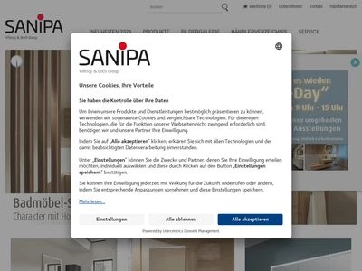 Website von SANIPA Badmöbel Treuchtlingen GmbH