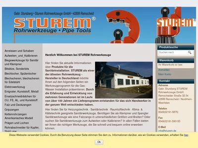 Website von Gebr. Stursberg STUREM Rohrwerkzeuge GmbH