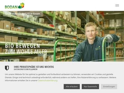 Website von Bodan Grosshandel für Naturkost GmbH