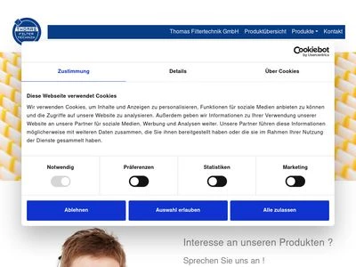 Website von Thomas Filtertechnik GmbH