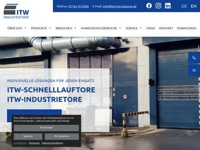 Website von ITW Industrietore GmbH