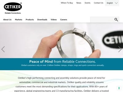 Website von Oetiker Schweiz AG