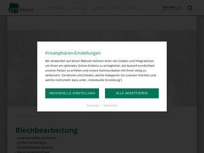 Website von LFT Metall GmbH