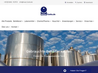 Website von Georg Heuer Behälterhandel und Industriebedarf GmbH