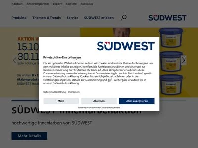 Website von SÜDWEST Lacke + Farben GmbH & Co KG