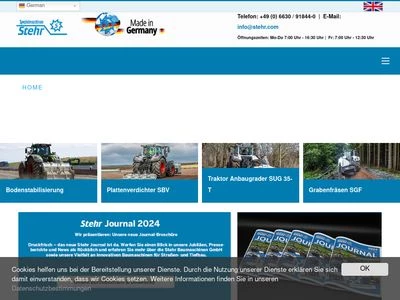 Website von Stehr Baumaschinen GmbH