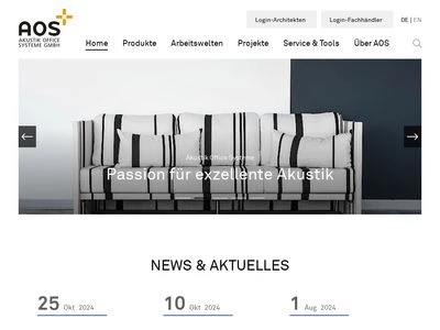 Website von AOS Akustik Office Systeme GmbH