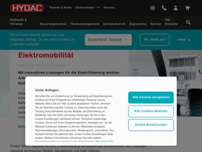 Website von HYDAC INTERNATIONAL GmbH