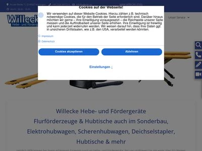 Website von Willecke Hebe- und Fördergeräte GmbH