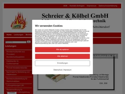 Website von Schreier & Kölbel GmbH Brandschutz-u.Lüftungstechnik