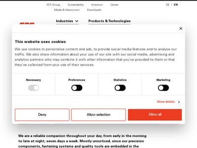 Website von SFS Group AG