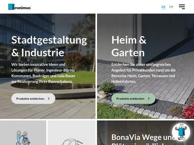 Website von Kronimus AG Betonsteinwerke