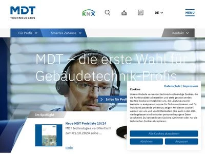 Website von MDT technologies GmbH 