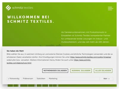 Website von Schmitz Textiles GmbH + Co.KG